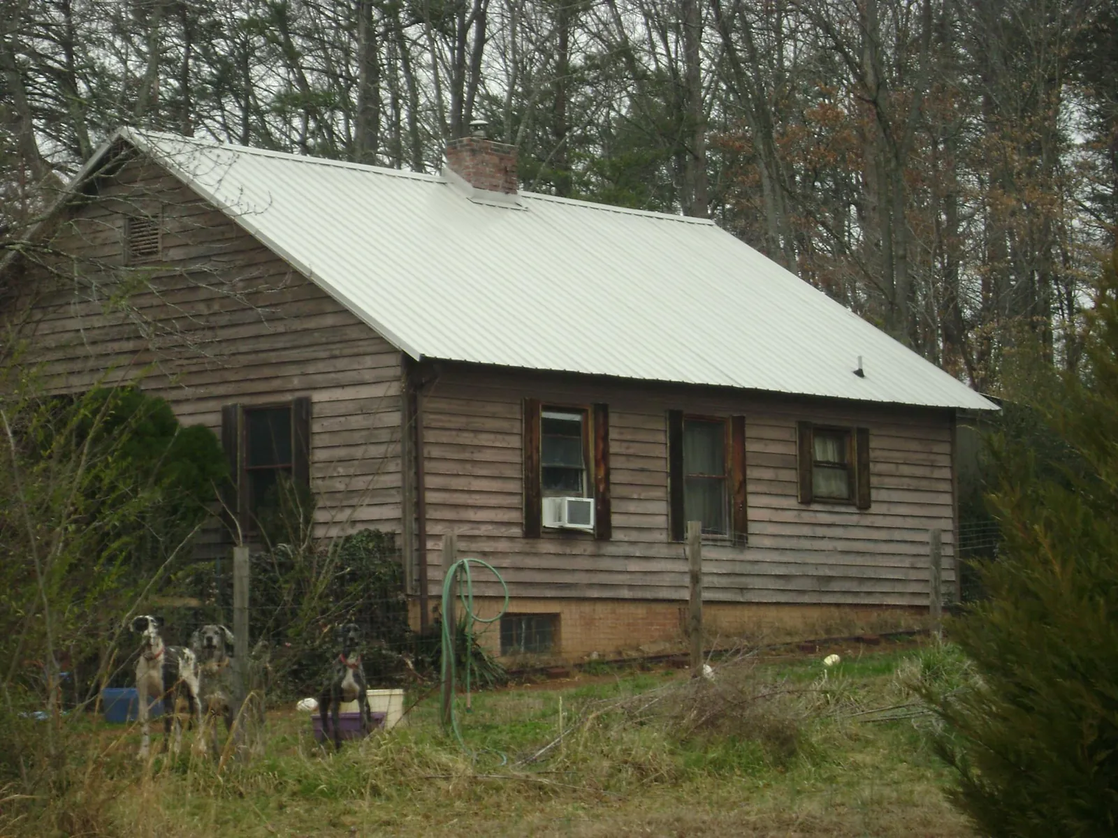 White metal roof on an old wood sided farmhouse, from a Asphalt Shingle Roof Repair job in Cedar Mountain